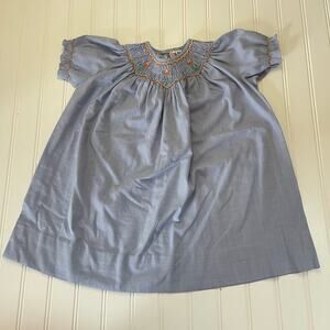 Orient Express Smocked Tulips Flowers Dress Plaid Spring Size Girls 2T *READ